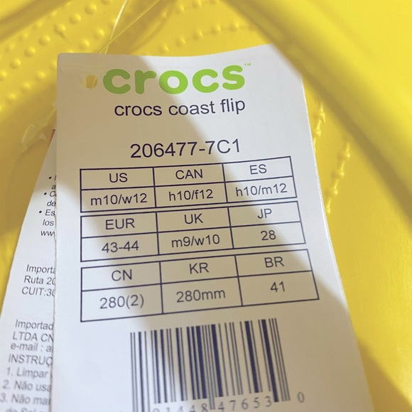 Crocs Coast Flip Yellow Unisex (M) 10 (W) 12 New - Picture 4 of 4